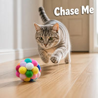 Jouet pour chat classique multicolore en peluche avec pompon, balle interactive douce pour la poursuite, idéal pour jouer en intérieur