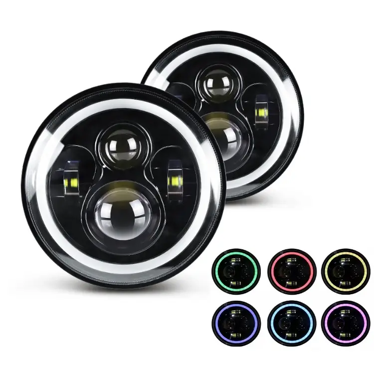 Best-selling Off-road Vehicles Turn Signal Ambiance Lights RGB Assist With Focusing Lenses High Low Beams TJ JK JL led headlight