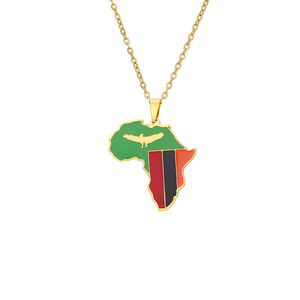 Collar con Colgante de <span class=keywords><strong>Mapa</strong></span> de África de Acero Inoxidable Personalizado con Bandera de País, con Cadena de Cuerda y Forma de Bola, Regalo - Product Image 1