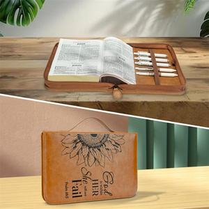 Custodia bibbia portante Organizer borsa bibbia marrone copertina per gli uomini con tasche in pelle PU copertina del <span class=keywords><strong>libro</strong></span> della bibbia - Product Image 6