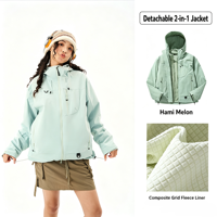 Veste de montagne imperméable coupe-vent 3-en-1 à capuche unisexe pour l'hiver