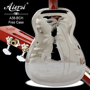 Aiersi thương hiệu Blues trượt cộng hưởng Guitar Glossy Chrome mạ kim loại cơ thể đồng thau Hawaii cây duy nhất hình nón dây nhạc cụ - Product Image 3