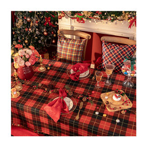 Mantel a cuadros navideño, técnica tejida de lino, comedor, tela de poliéster navideña, mantel para decoraciones - Product Image 3