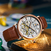 Jam Tangan Mekanik Tourbillon Ukiran Berkualitas Tinggi Baru untuk Pria, Jam Tangan Otomatis Tahan Air Bergaya Mewah untuk Bisnis