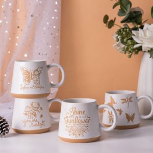 Tazze in Ceramica con Citazioni Ispiratrici, Motivi Boho di Girasoli e Farfalle, per Caffè e Tè, Regalo Estetico per Casa e Cucina - Product Image 2