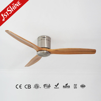 Kipas Angin Plafon Pintar 1stshine Flush Mounted Wifi, Kontrol Aplikasi, Kompatibel Suara, Baling-Baling Kayu Solid, Tahan Lama, Terbaik untuk Rumah
