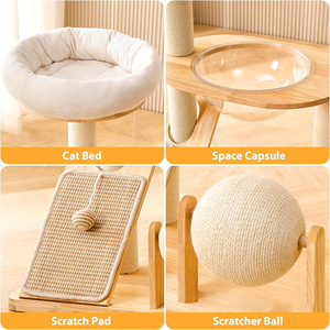 Solid Wood <b>Cat</b> <b>Tree</b> Tower with <b>Scratching</b> <b>Post</b>, 37.8 Inches Tall <b>Cat</b> Towers with <b>Scratching</b> Board and Scratcher Ball, - Product Image 4