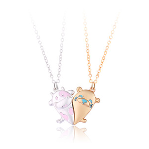 Collier Pareja Magnétique 2pcs Baiser Visage Pendentif Couple Collier pour Hommes Femmes Aimant Pierre Attirer Son Roi Sa <span class=keywords><strong>Reine</strong></span> Collier - Product Image 5