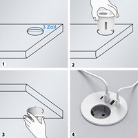 Prise d'alimentation de table à trous de 3 pouces Options multiples Prise de bureau encastrée en ABS compatible avec les prises US/EU/UK industrielles