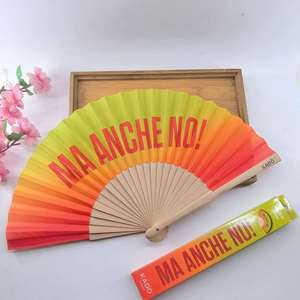Ventas Promocionales, Abanico Plegable de Mano Personalizado de 23 cm, de Poliéster, Algodón y Bambú, Hermoso Abanico de Madera para Danza al Aire Libre - Product Image 5