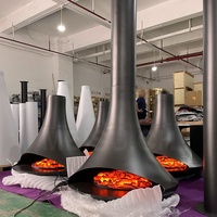 Cheminée suspendue moderne MEISU.CH personnalisable de 900 mm, au charbon électronique/éthanol/bois, pour hôtels