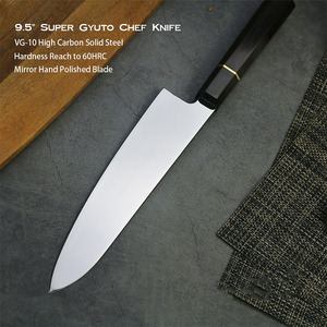 Couteau <span class=keywords><strong>de</strong></span> chef <span class=keywords><strong>de</strong></span> 9 pouces avec manche en bois d'ébène VG10, couteau <span class=keywords><strong>de</strong></span> cuisine japonais en acier inoxydable pour bœuf - Product Image 2