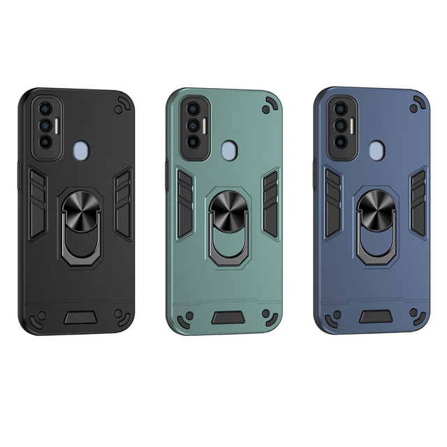 Dual Layers Car Holder Magnetic Stand Armor case for Tecno Spark 8C 8T 7P 7 Pro Go Lens Protection TPU PC Shockproof Cover