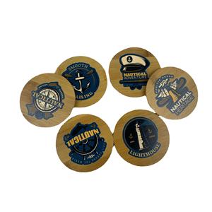 Sous-verre rond en bambou, Héritage Nautique de l'Océan Pacifique, impression numérique, revêtement UV, article promotionnel écologique - Product Image 4