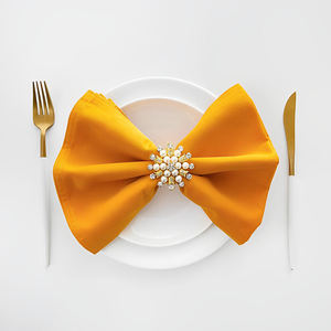 Anneau de serviette en tissu satiné fait main, design classique jetable en forme de nœud pour mariage, décoration de la maison, avion, personnalisable, couleurs personnalisées - Product Image 2