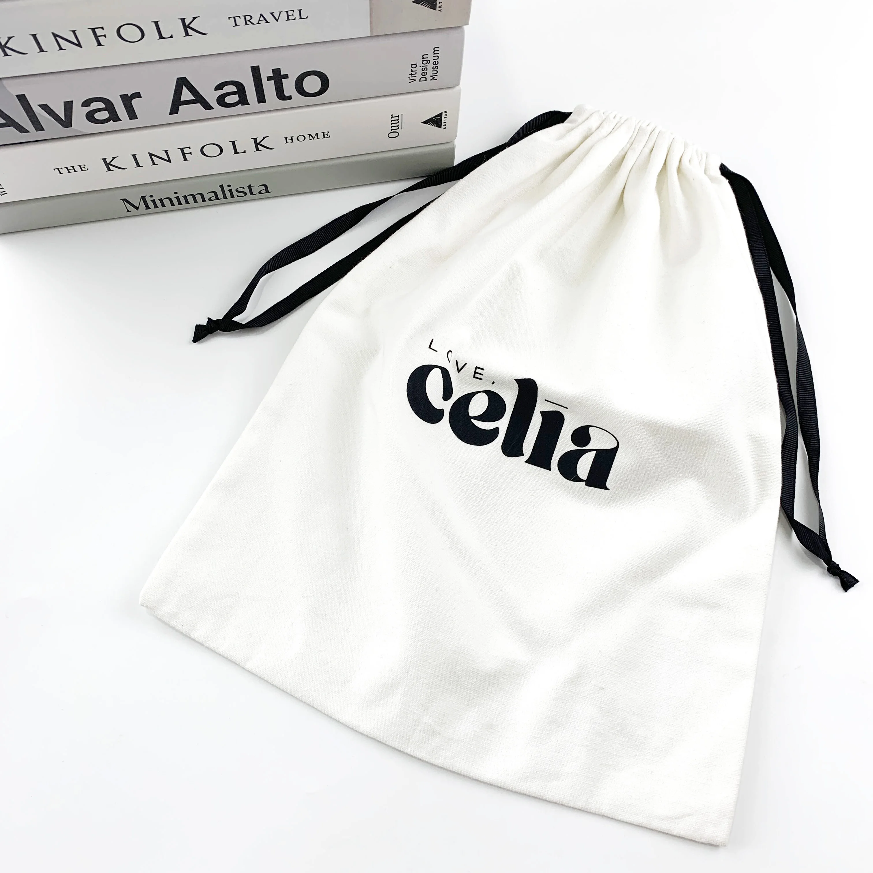 Bolso blanco personalizado con logotipo impreso, bolso de algodón Natural, bolsas antipolvo, bolso personalizado de lujo, bolsa para zapatos, bolsa para botas