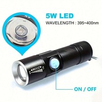 Linterna UV de 395nm con Zoom, Luz Negra Recargable por USB, Aleación de Aluminio, IP44, Detección de Orina de Mascotas, Iluminación para Curación