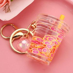 Creative Fruit Liquid Keychain Cute Flowing Quicksand Keyholder Female Bag Pendant <b>Keyring</b> Gifts - Product Image 2
