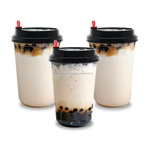 Vaso plástico para malteadas desechable de plástico con tapa de domo de 16oz y 500ml con forma de U - Product Image 1