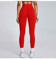 Pantalon de sport taille haute uni, respirant, en Spandex/Nylon, ajusté, rehausseur de fessiers, séchage rapide, pour le yoga