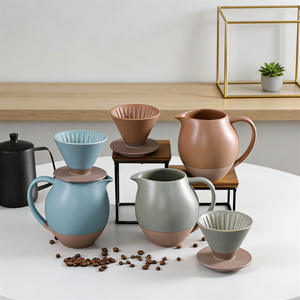 Carafe à café rétro en céramique grande capacité, écologique, pour service par le dessus, avec <span class=keywords><strong>filtre</strong></span> à café en forme de fût, vente chaude transfrontalière - Product Image 2