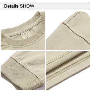 100% Cotton 310GSM Washed Vintage Rib Hem Long Sleeve T-Shirts Drop Shoulder Oversized Casual <strong>Tshirt</strong> for Men - Product Image 3