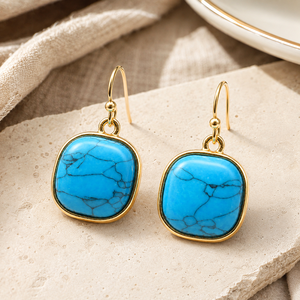 Orecchini eleganti di colore blu, orecchini semplici a bottone, accessori di gioielleria alla moda in stile vintage per le donne - Product Image 1
