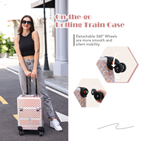 Chariot à roulettes de grande capacité Trousse de maquillage Portable Train Case Tiroir ouvert pour les maquilleurs en voyage Organisateurs cosmétiques