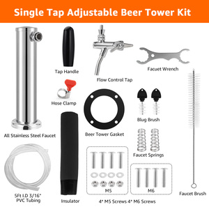 Robinet de bière 3 ''à tirage simple/double/triple tour de Kegerator avec noyau en acier inoxydable à fermeture automatique et réglage du débit - Product Image 3