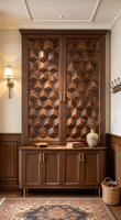 Panneau mural KISSWOOD en placage de bois, marqueterie artisanale, design moderne, motif géométrique, pour chambre, bureau, armoire, salon