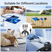 Câble de charge USB tressé en nylon rapide 3 en 1, cordon de charge multi-téléphones avec ports Type C et Micro L pour téléphones portables