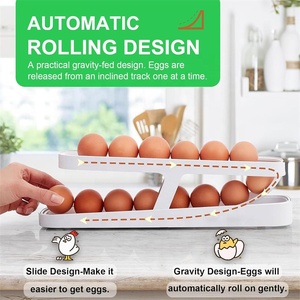 Rolldown Egg Dispenser Refrigerator Egg Holder Double Layer Rolling Egg Rack Dispenser Freshable Storage <strong>Container</strong> <strong>Box</strong> - Product Image 4
