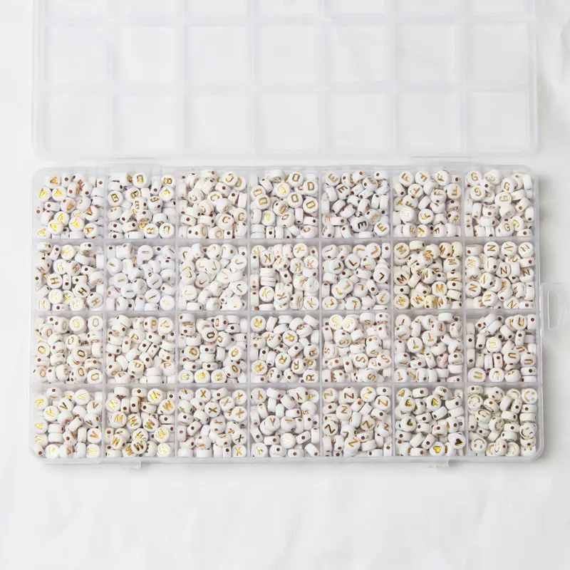 1400 pièces perles de lettre 4x7mm perles d'alphabet rondes pour bracelets numéro sourire coeur perles cadeau idéal pour les adolescentes