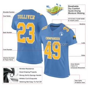 Jersey de Fútbol Americano Personalizado 100% Bordado, Nombre y Número del Equipo Personalizados, Mangas Cortas Transpirables - Product Image 1