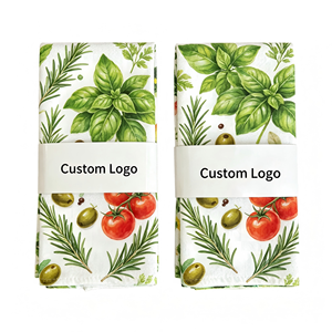 <b>Microfiber</b> Waffle Kitchen Tea Soft Absorbent Dish <b>Towels</b> Decorative Printed Cleaning Cloths With Custom Logo Band - Product Image 2