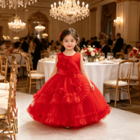 Robe en tulle à volants pour enfants, robe de soirée sans manches, tenue de fête d'anniversaire pour bébé fille, robe de demoiselle d'honneur pour mariage, robe de princesse pour enfants