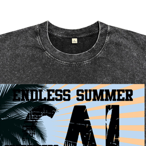 Vintage Acid Wash Garment Dye Men's Breathable T-Shirts Custom <b>Surfing</b> Culture DTG Print Anti-Shrink Cotton Short Sleeve Tees - Product Image 3