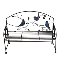 Banc de jardin vintage en métal avec motif d'oiseau, siège extérieur décoratif en fer pour patio, balcon, cour et décoration de jardin