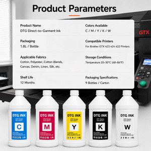 Tinta <span class=keywords><strong>de</strong></span> Pigmento <span class=keywords><strong>DTG</strong></span> <span class=keywords><strong>de</strong></span> Alta Calidad a Base <span class=keywords><strong>de</strong></span> Agua, Botella <span class=keywords><strong>de</strong></span> 1.8L, CMYK, Tinta Blanca para Tela, para <span class=keywords><strong>Impresora</strong></span> <span class=keywords><strong>DTG</strong></span> Brother GTX 422 423 424 con Chip - Product Image 2