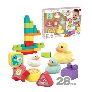 Jacko jouets personnalisés <span class=keywords><strong>3</strong></span> en 1 apprentissage éducatif formes empilables 28 pièces blocs de construction en caoutchouc souple jeux d'eau jouets pour enfants - Product Image 6
