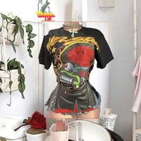 Peeqi 2025 – Nouvelle collection été : Ensemble 2 pièces streetwear pour femme, t-shirts en coton à manches courtes et col en V, imprimé numérique brodé, coupe ajustée