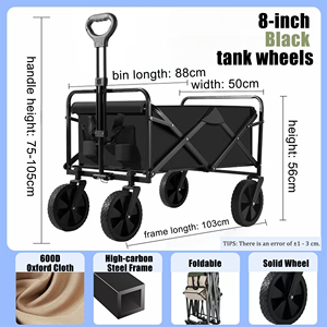 अतिरिक्त-बड़ा 8-इंच व्हील वाटरप्रूफ टिकाऊ कैंपिंग वैगन गाड़ी ट्रॉली 360 आउटडोर शॉपिंग टूल पालतू जानवरों के लिए कोई ब्रेक नहीं - Product Image 5