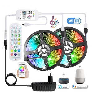 Tira de luces <span class=keywords><strong>Led</strong></span> Tuya <span class=keywords><strong>WiFi</strong></span> RGB, 12V, 5050, decoración de habitación, dormitorio, trabajo con <span class=keywords><strong>Smart</strong></span> Life, Alexa, Google Home, tira <span class=keywords><strong>led</strong></span> RGB - Product Image 4