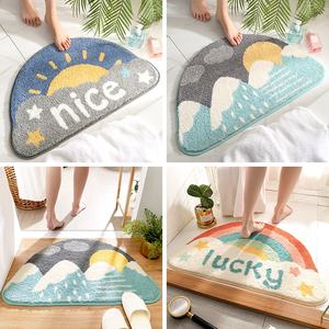 Tapis <span class=keywords><strong>de</strong></span> bain demi-cercle anti-salissure lavable en machine, tapis <span class=keywords><strong>de</strong></span> toilette antidérapant avec fonction d'absorption d'eau pour marche <span class=keywords><strong>de</strong></span> porte <span class=keywords><strong>de</strong></span> salle <span class=keywords><strong>de</strong></span> bain - Product Image 6