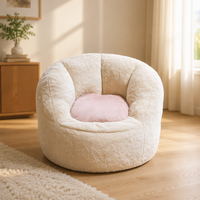 Fauteuil de relaxation rond rose doux et moelleux style crème HM198 pour la décoration de la maison et de l'appartement