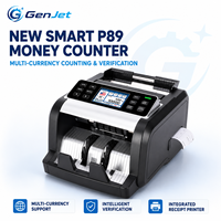 Compteur de billets portable en métal P89, multi-devises, avec authentification CIS, écran tactile, imprimante de reçus, comptage prédéfini, capacité de 200 billets