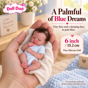 Muñeca Reborn de Silicona de Cuerpo Completo de 6 Pulgadas, Personalizada, Modelo Doll Duo, con Pelele Azul y Manos Realistas, Regalo de Navidad para Niños - Product Image 1