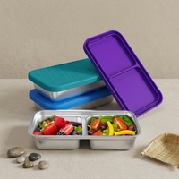 Boîte à lunch réfrigérable en acier inoxydable 550 ml avec couvercle en plastique sans BPA, compatible micro-ondes, écologique et durable