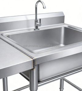 Lavello indipendente con piano di preparazione in acciaio inox 304 per ristoranti commerciali, fast food e ristoranti occidentali - Product Image 3