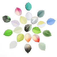 Perles en verre émaillé de cristal 17*24mm, motif feuille de thé dégradée, pour accessoires de cheveux, pendentifs de boucles d'oreilles DIY, composants de bijoux et artisanat